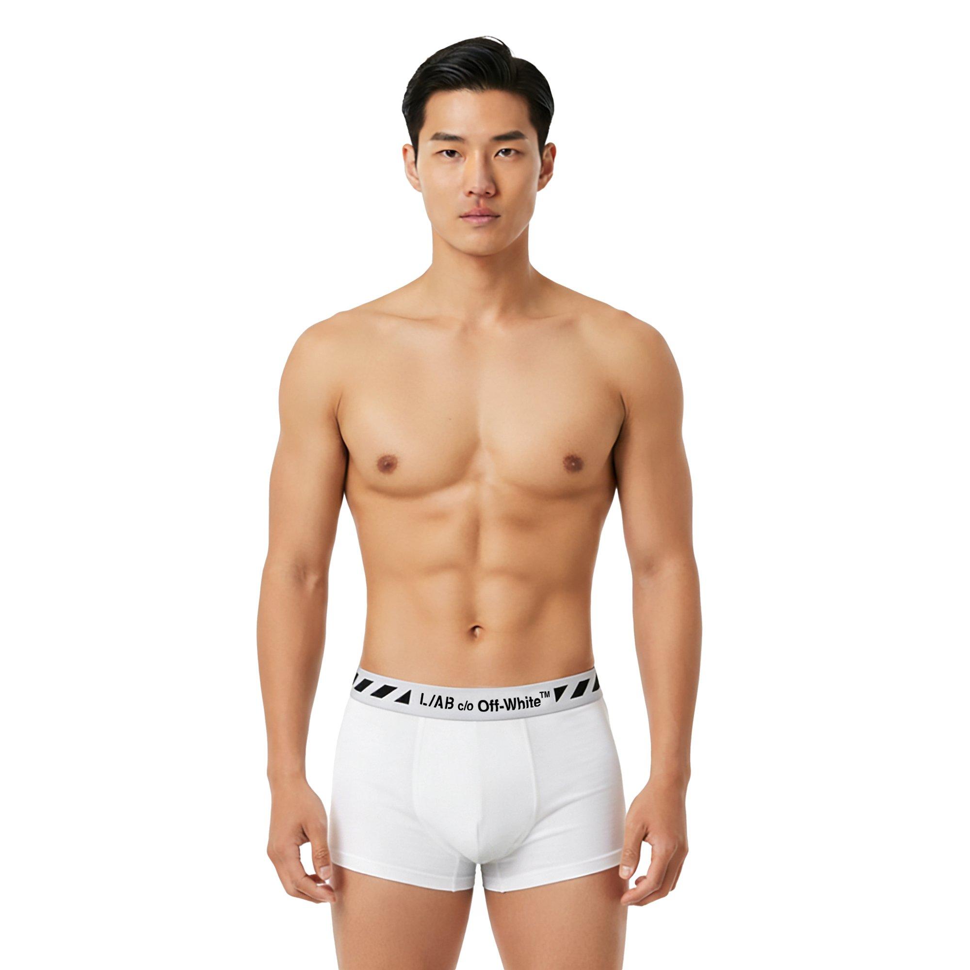 L/AB c/o Off-White Men's Diagonal 3" Trunk (3 Pack) - White - WHITE